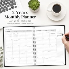 2027-2028 Monthly Planner, Jan 2027-Dec 2028, A4 2027 – Dec Black