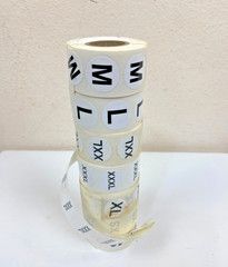 3500 pc Apparel Sz Stickers Labels 7 Rolls 1″ Self Adhesive XS,S,M,L,XL,XXL,XXXL