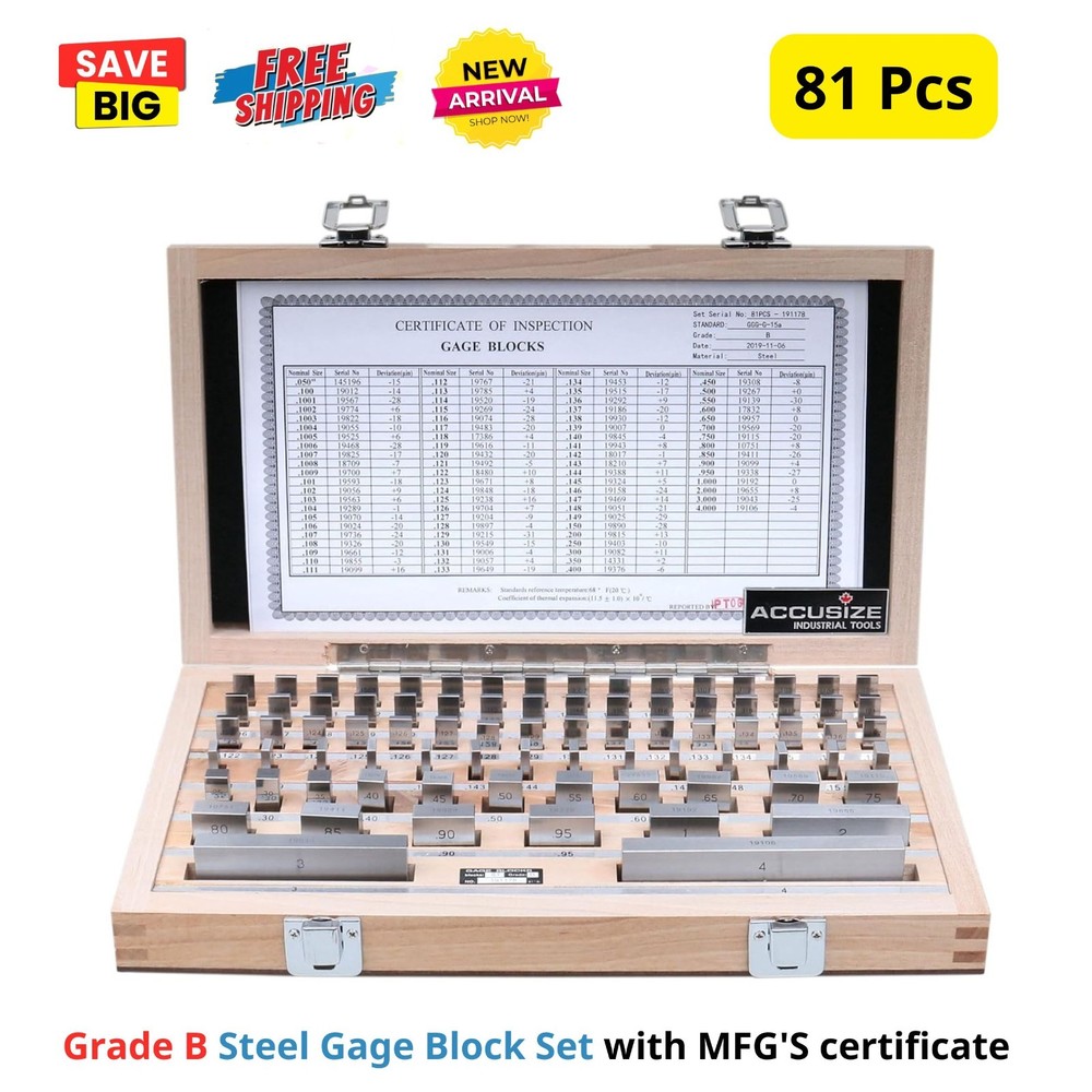 81pcs Steel Gauge Block Set for Calibration Measuring Equipment Micrometer SAE