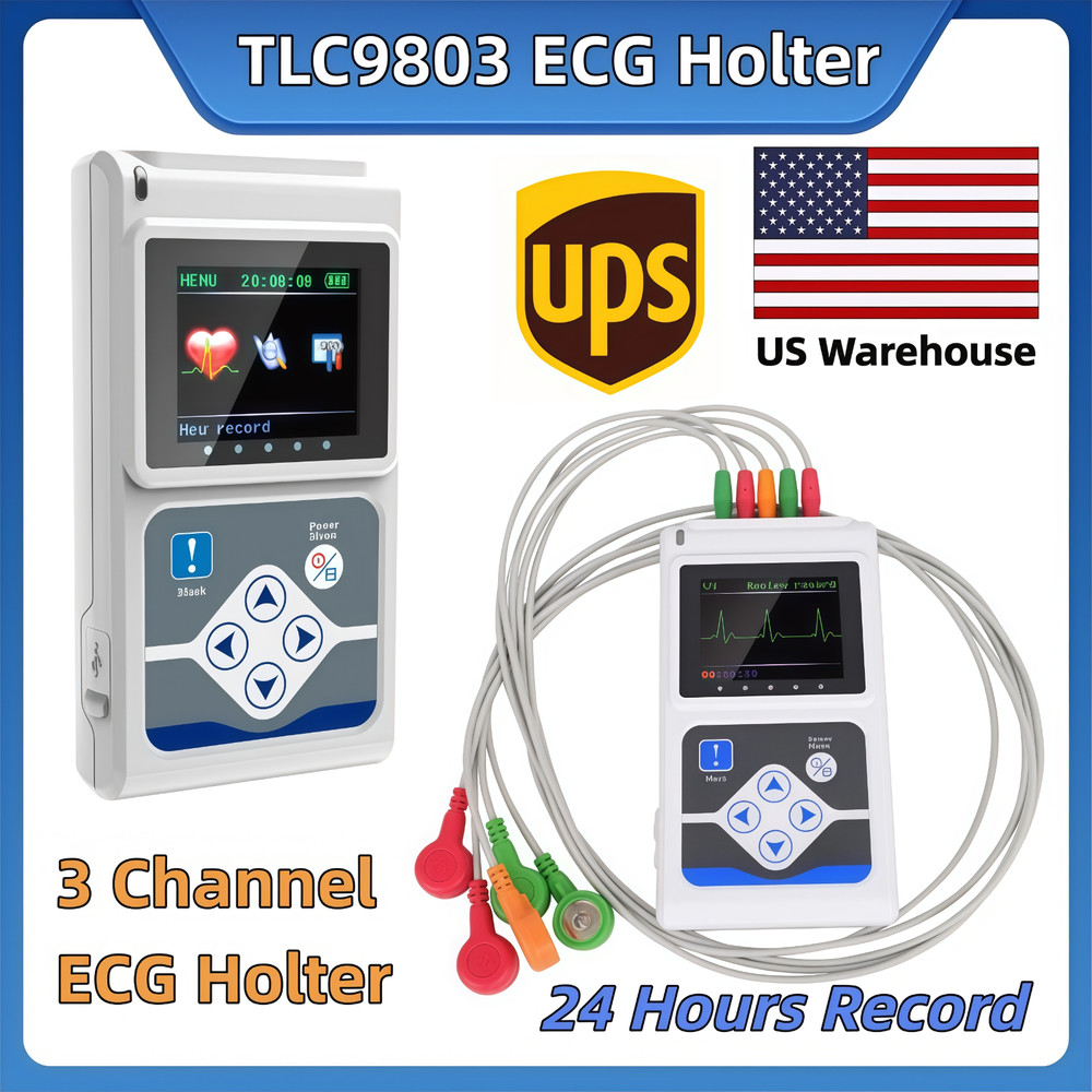 3 Channels ECG Holter 24 Hours Recorder with PC Software Holter TLC9803