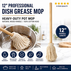 Alegacy Dish Mop with Natural Wood Handle – 12 inch
