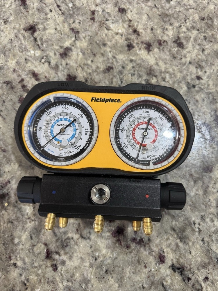 Fieldpiece GS322F Analog Gauge Set, 3 Port Manifold, A2L, Fahrenheit
