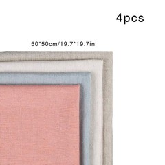 Needlework Fabric, 4Pcs 4 Colors Natural Linen Fabric Solid 20 inch, Multi