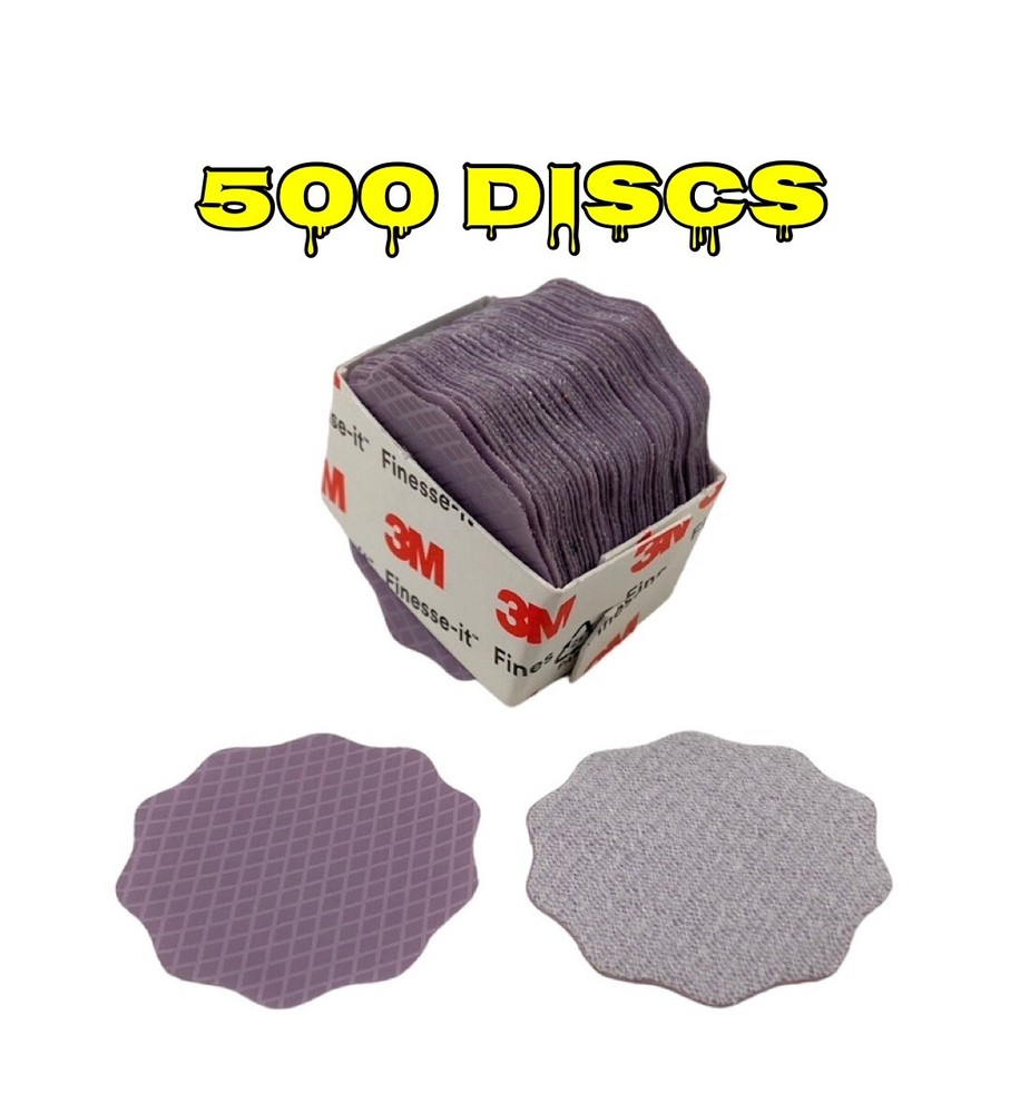 ☀️(500 pcs) 3M Trizact Finesse-It Hookit 464LA Sanding Discs 1-7/16″, A7 Micron