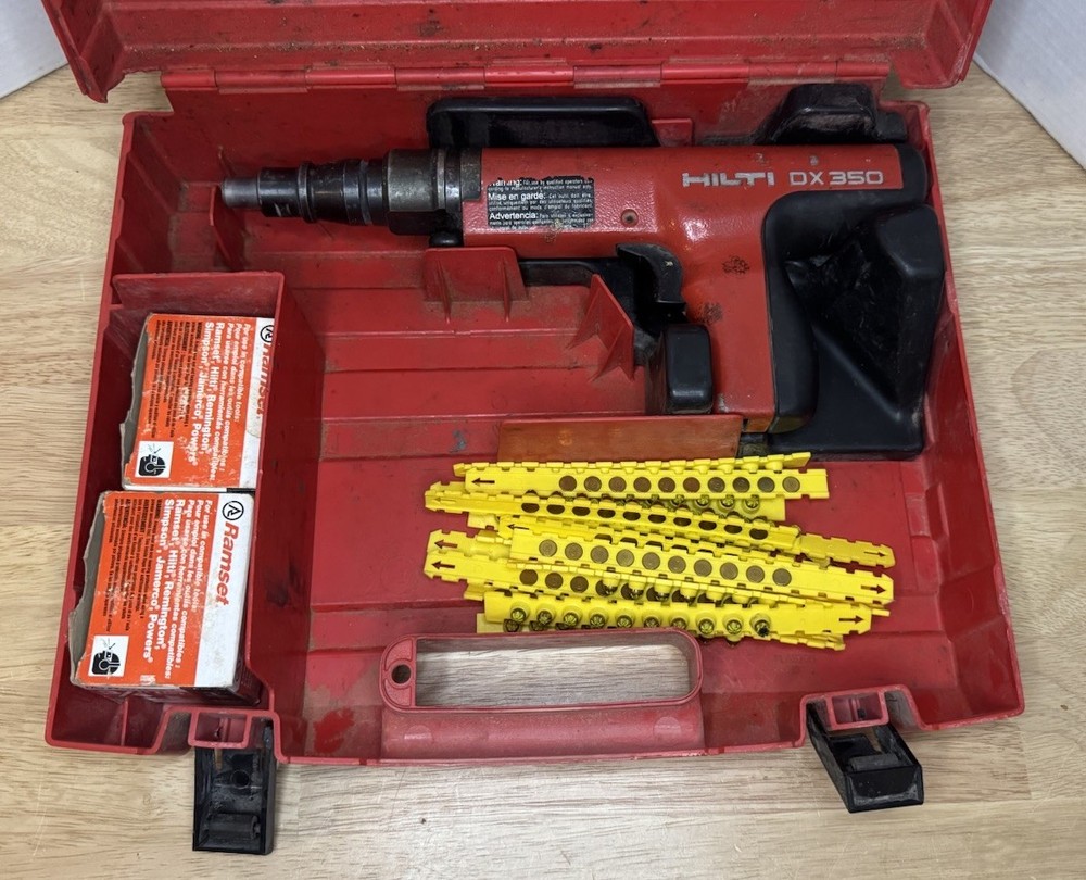 Hilti DX 350 Powder Actuated Concrete Nail Gun Red with Tool Case With Extras