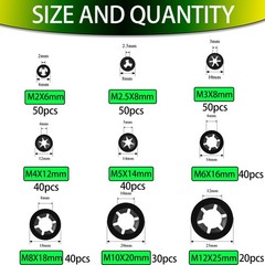 360 Pieces 9 Sizes Push Nuts Assortment, Speed Clips Retaining Clips Fasteners