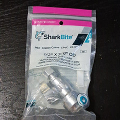 2 Pack SharkBite Straight Stop Valve 1/2in x 3/8in OD Push-Connect 23037-0000LF