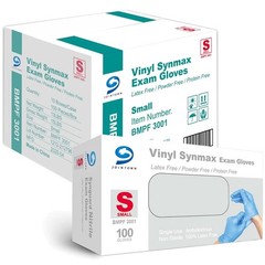 Basic Medical Synmax Vinyl Exam Gloves Latex-Free & Powder-Free Large