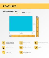 ZEBRA 4×6 COLOR (4″ x 6″) BLUE Direct Thermal Labels – 1″ Core – (19) Rolls/250
