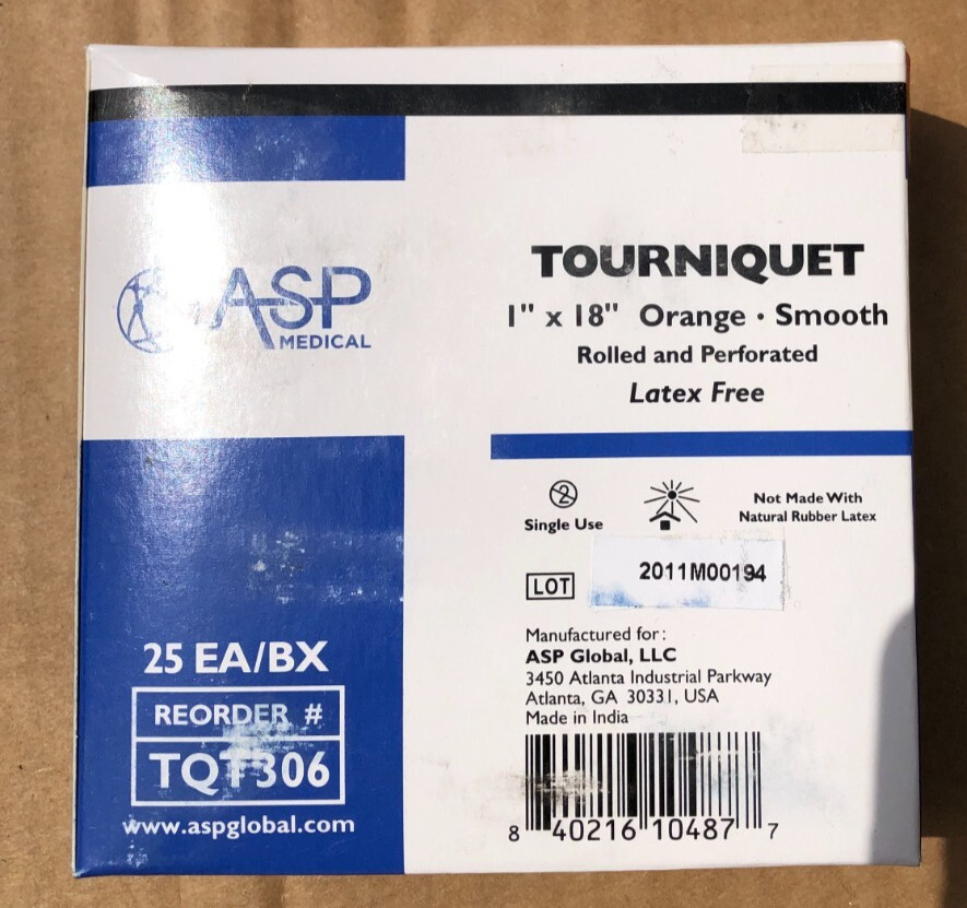 NEW 500-PACK ASP Medical Disposable Tourniquet 1″ x 18″ ORANGE Smooth Rolled