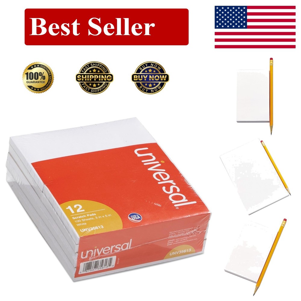 Scratch Pads, Unruled, 5 X 8, White, 100 Sheets, 12/Pack