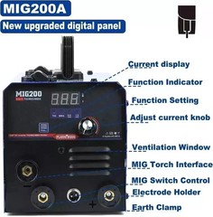 MIG200 110/220V 3-in-1 MIG Welder 200A TIG/MIG/MMA NO GAS IGBT Welding Machine