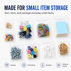Small Plastic Bags, 300 PCS Mini Baggies 3 300pcs(2×2 2×3 3x4in), clear