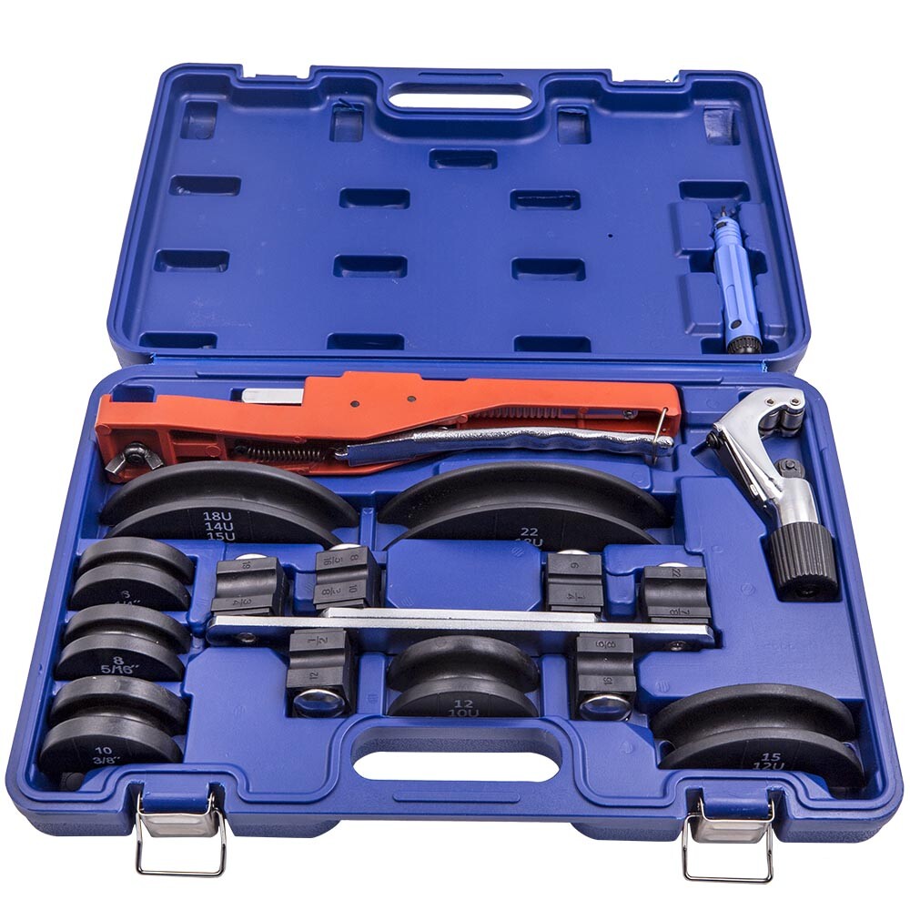 HVAC Ratcheting Pipe Tube Bender Tool Kit 1/2” 1/4″-7/8″ 90 Bending 7 Dies