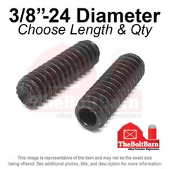 3/8″-24 Alloy Knurled Cup Point Socket Set Screw Fine Black Oxide (Pick Size)