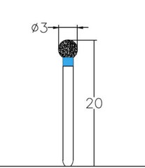 Spherical 3 mm Dia Medium Grit Diamond Bur 5/Pack [836-001.30M1]