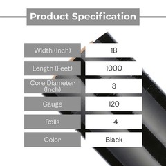 Black Hand Plastic Stretch Wrap 18″ x 1000′ x 120 Ga Packing Material Film 4 Rls
