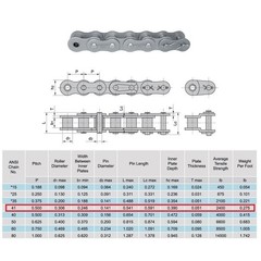 41 Roller Chain 10 Feet with 2 Connecting Links for Go Karts, Mini Bikes, Sco…