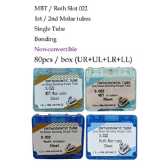 80Pcs Dental Orthodontic Buccal Tubes Roth MBT 022 1st 2nd Molar Bracket 20sets
