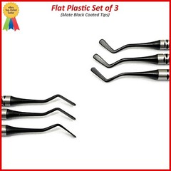 Dental Flat Plastic Composite Filling Instruments Set of 3 Mate Black Tips