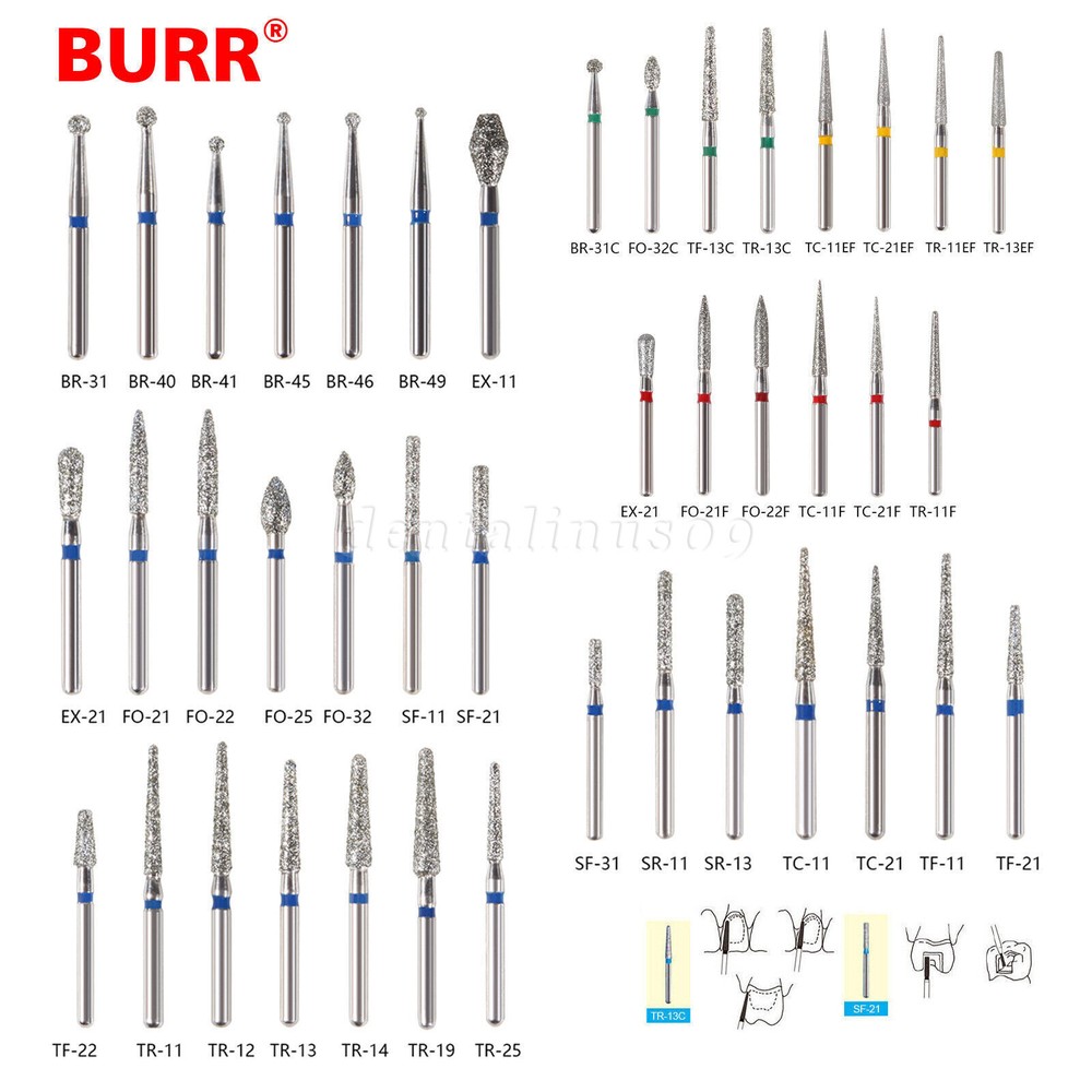 50pcs Dental Ball Round Diamond Burs for High Speed Handpiece FG1.6mm BR-30C B/A