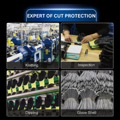 12 Pairs PROSAFE Cut Resistant Level A5 Work Gloves Grey PU Palm Coated