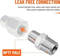 10 Pack Hydraulic Adapter: 3/8″ NPTF Male x 1/2″ NPTF Male Hydraulic Fittings