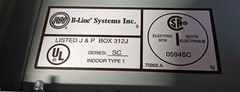 B-LINE SYSTEMS J&P 312J ENCLOSURE SERIES SC, 0594SC