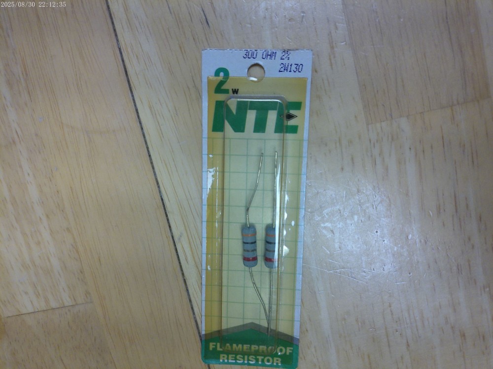 NTE 2 WATT 300 OHM FLAMEPROOF RESISTOR 2 PER PKG 2% 2W130,NOS