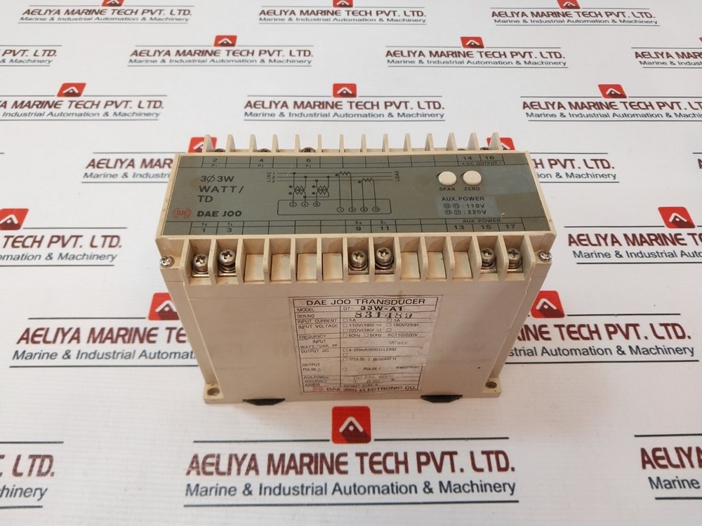 DAE JOO DT-33W-A1 Transducer 110V-220V 50-60HZ 4-20MA Output DC 24V AUX.POWER