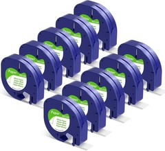 10PK Dymo Letratag Refill 91330 White Paper Label Tape 12mm For LT-100H 1/2″ 4m
