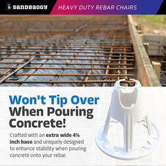 Sandbaggy Plastic Rebar Chairs – Elevates Rebar 2.5″ or 3″ – Rebar #3 to #5