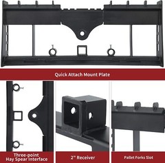 Heavy-Duty Pallet Fork Frame W Receiver Hitch & Spear Sleeves Skid Steer 4000lb