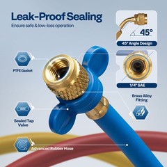5 ft R410A HVAC Charging Recovery Hoses 1/4″ Refrigeration Hoses with Tap Valve