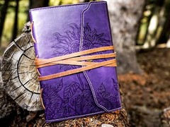 Vintage Purple Faux Leather Refillable Writing Journal – Slim A5 Diary Notebook