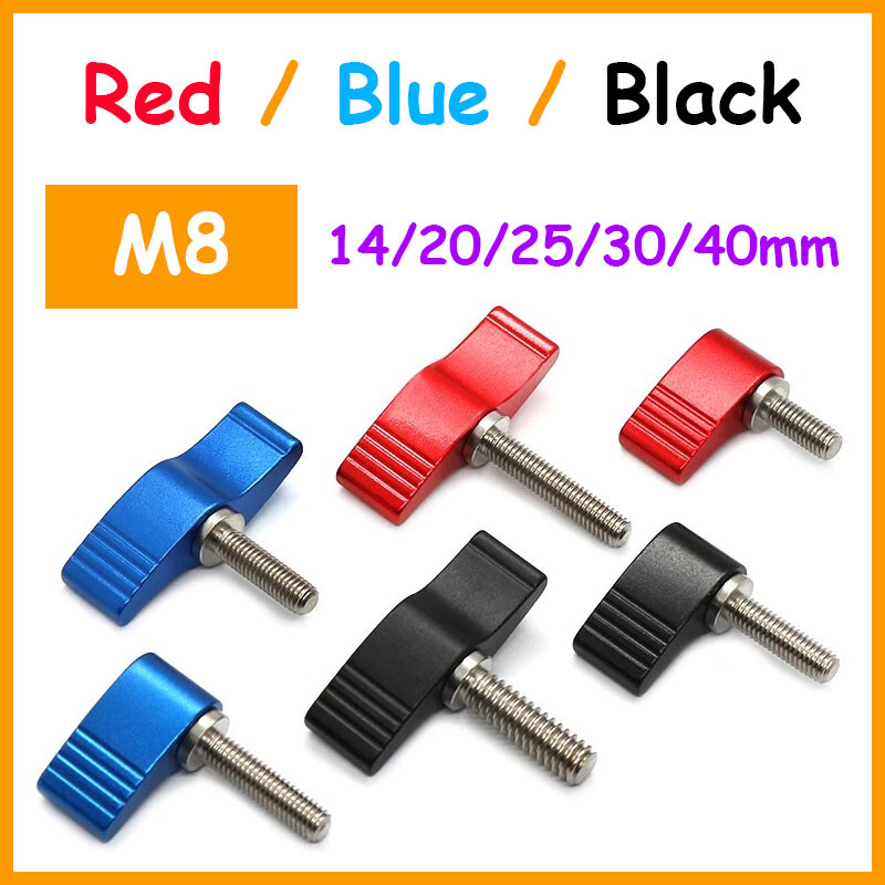 M8 Clamping Thumb Screw Wing Knob Hand Grip Bolt Aluminum Alloy & Stainless