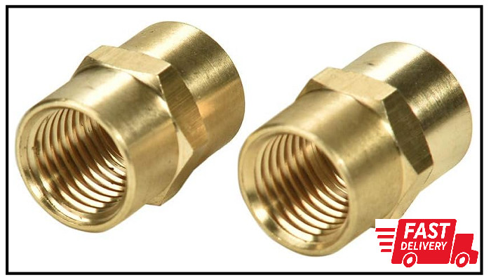 2 Pack 1/4″ X 1/4″ NPT Coupler, Brass Female Pipe Fitting (1/4″ X 1/4″ NPT Femal