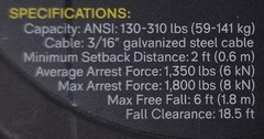 Ironwear 2450-SSH-LE 50′ Class 2 Leading Edge Self-Retracting Lifeline 11104198