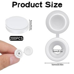 salbsever 200Pcs Plastic Hinged Screw Cover Caps, 14mm/0.55 inches, White