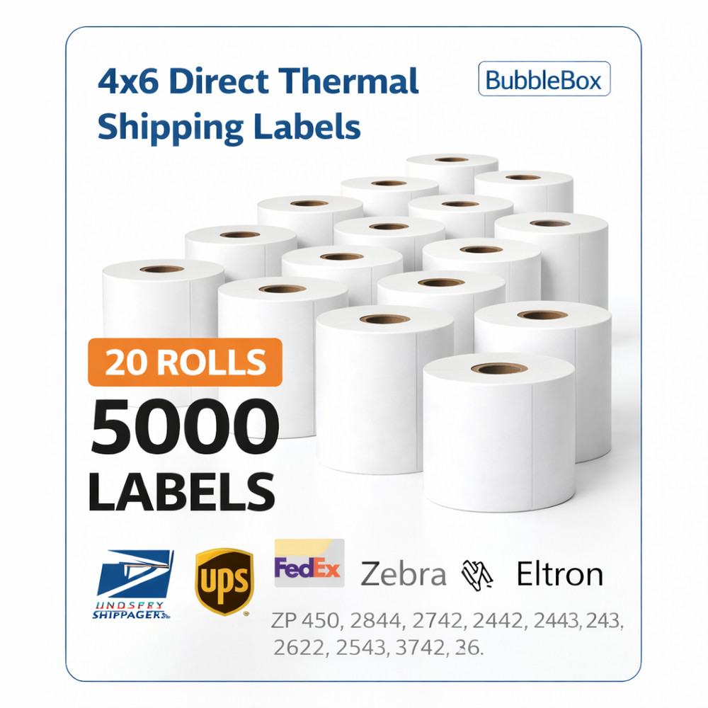 20 Rolls 4×6 Direct Thermal Shipping Labels – 250 per roll – 5000 labels