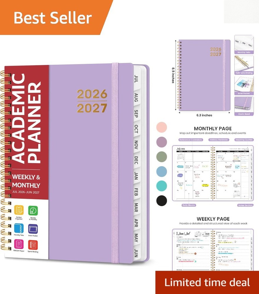 Monthly & Weekly Planner 2026-2027, A5 Size for Easy Organization & Goal Setting