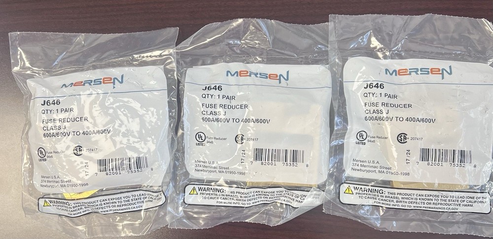 Mersen J646 600A To 400A Fuse Reducers. Qty – 3