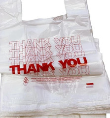 1000 Thank You T-Shirt Bags 12″ x 6.5″ x 21″, Plastic Grocery Shopping Bags