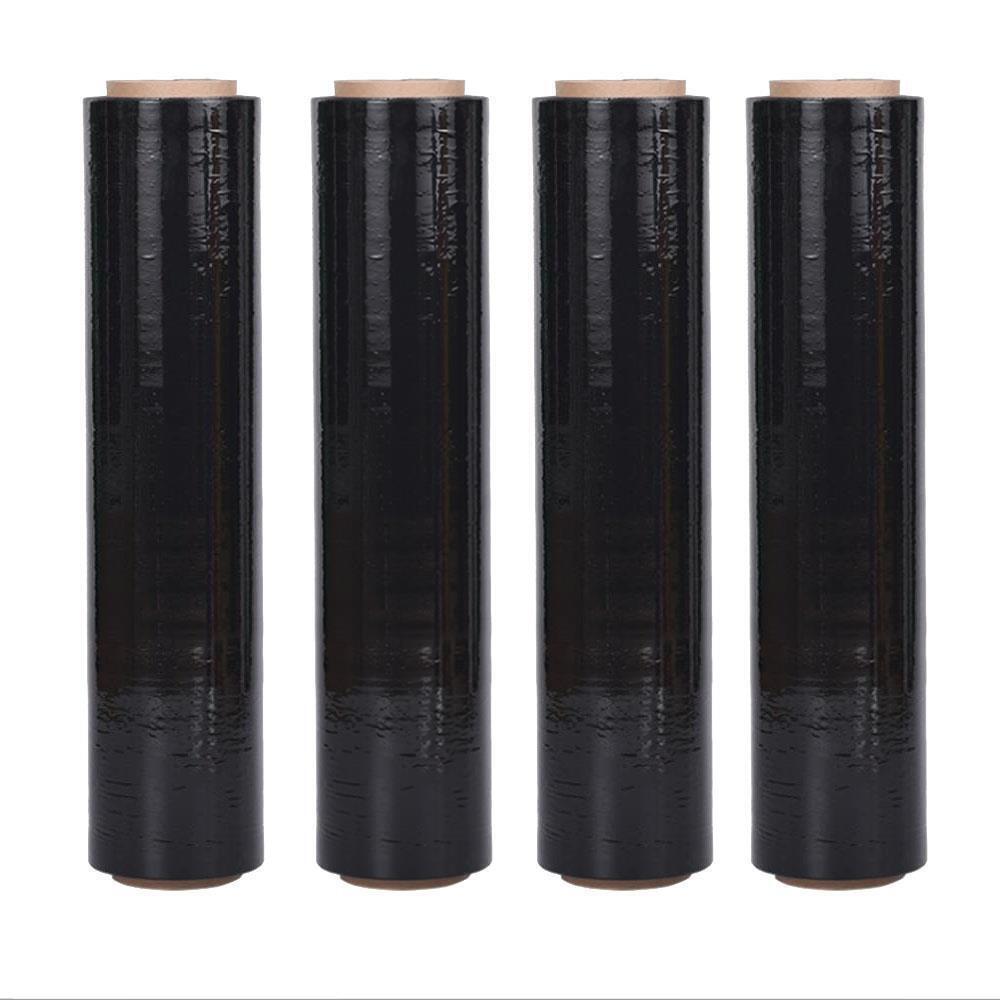 4 Rolls Black 18″ x 1500FT Pallet Wrap Stretch Film Hand Shrink Wrap Heavy Duty