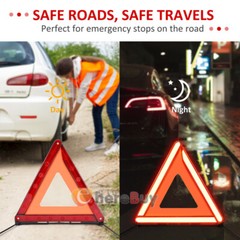 3X Reflective Warning Triangles Emergency Kit For Car Safety Security Truck Road