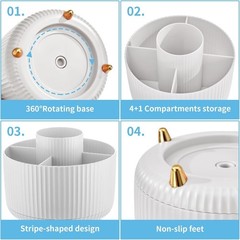 Stylish White Rotating Pen Holder – 5-Compartment Organization Solution