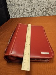 Franklin Covey red leather zipper binder planner 7 ring 10.5 x 8