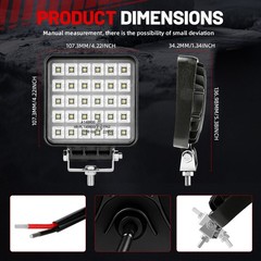 4PCS 240W LED Work Light Truck Offroad Tractor Flood Lamp 12V-24V Square 4inch