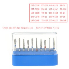 AZDENT Dental FG Diamond Burs Crown&Bridge Preparation Molar Teeth Kit FG-102