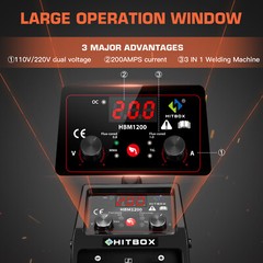 HITBOX 3 in 1 MIG Welder 110V 220V DC MMA LIFT TIG MIG Welding Machine Flux Core